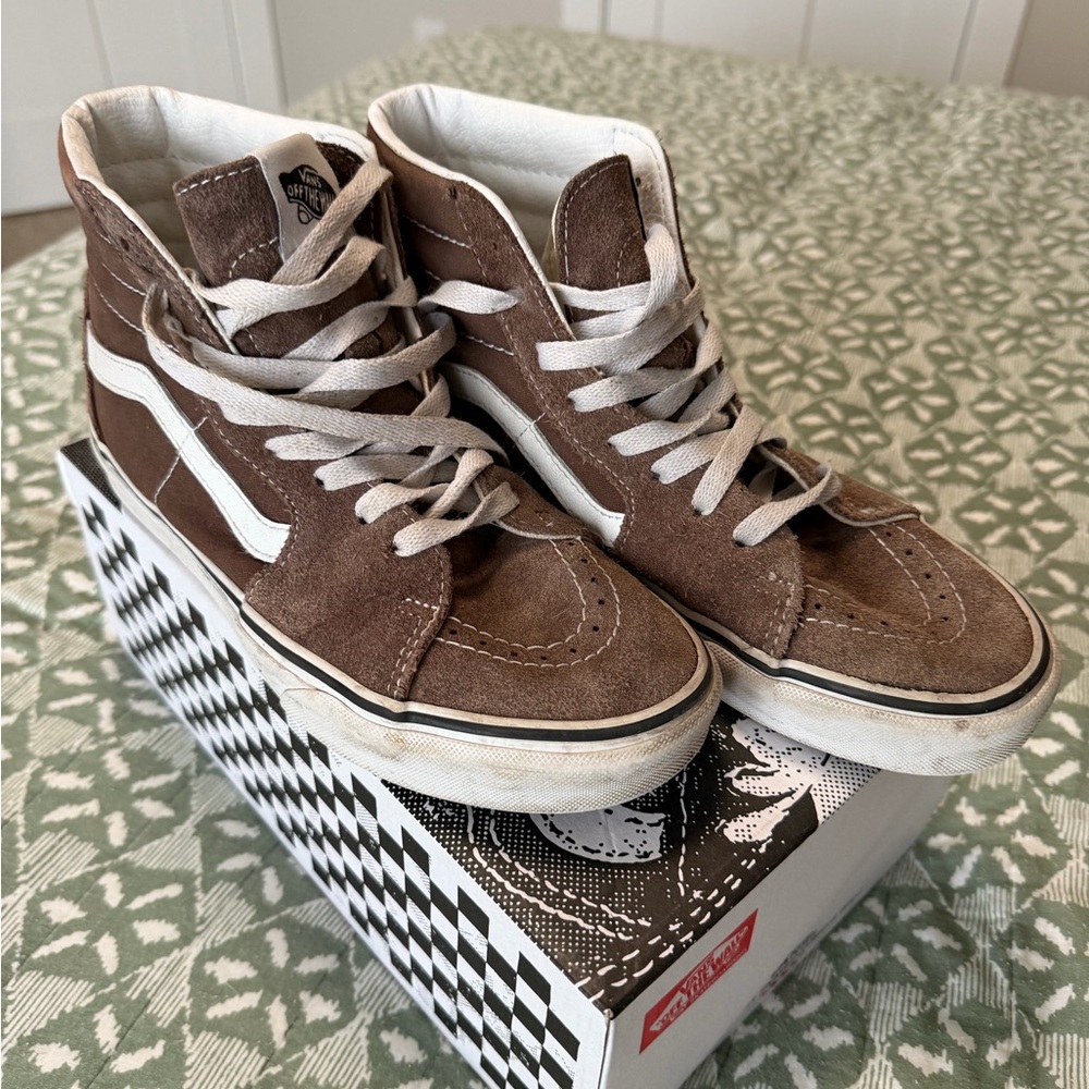 Vans Brown and White High-Top Sneakers